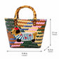 Woven Bamboo Handle Tote Handbag with Whimsical Dachshund Applique, Structured Shape and Roomy Interior