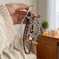 Heart Mirror Bag Charm with Beads and Cord Tassels