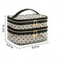 Two-Tier Cosmetic Organizer Bag with Heart Print Mesh Panels Gold Zippers and Carry Handle