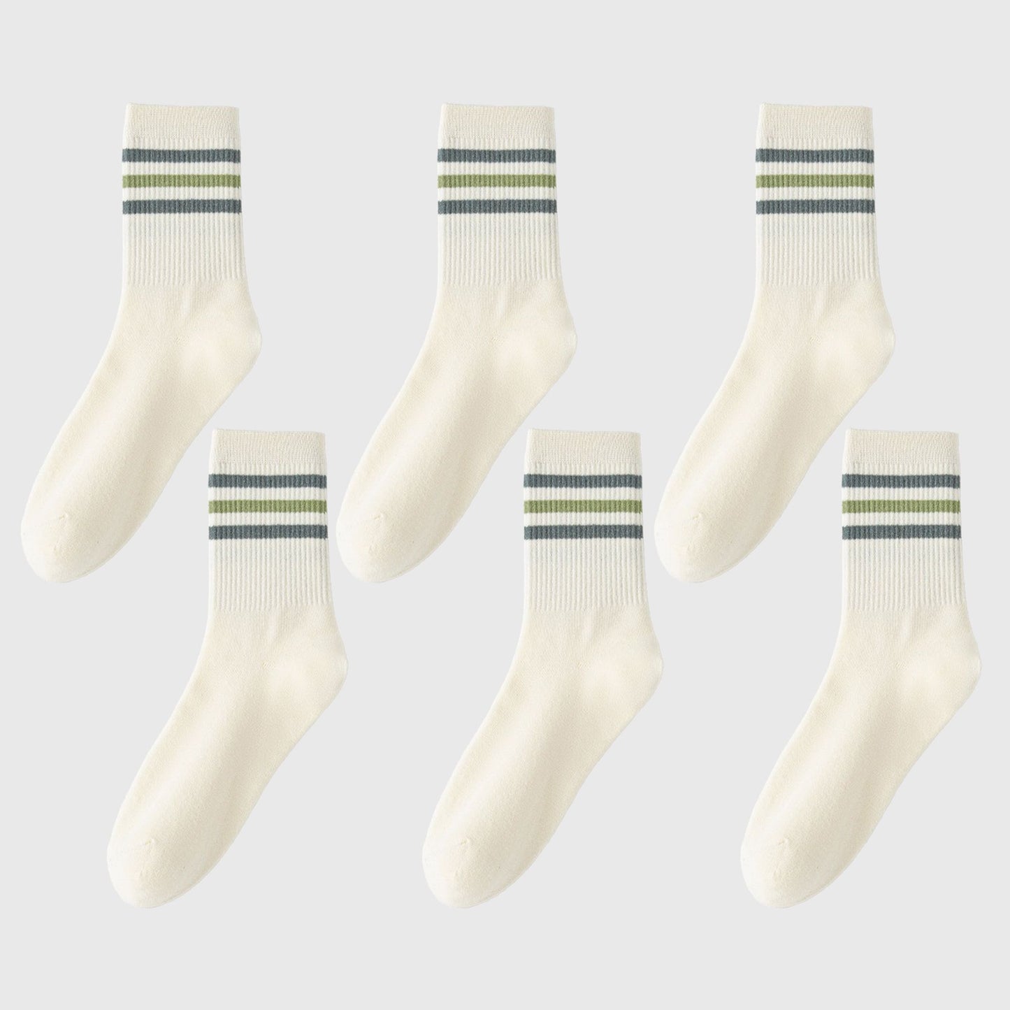 6pk Men's Crew Socks with Striped Cuffs