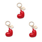 3 Pack Heart Keychains with Love Charm and Gold Tone Ring Clip