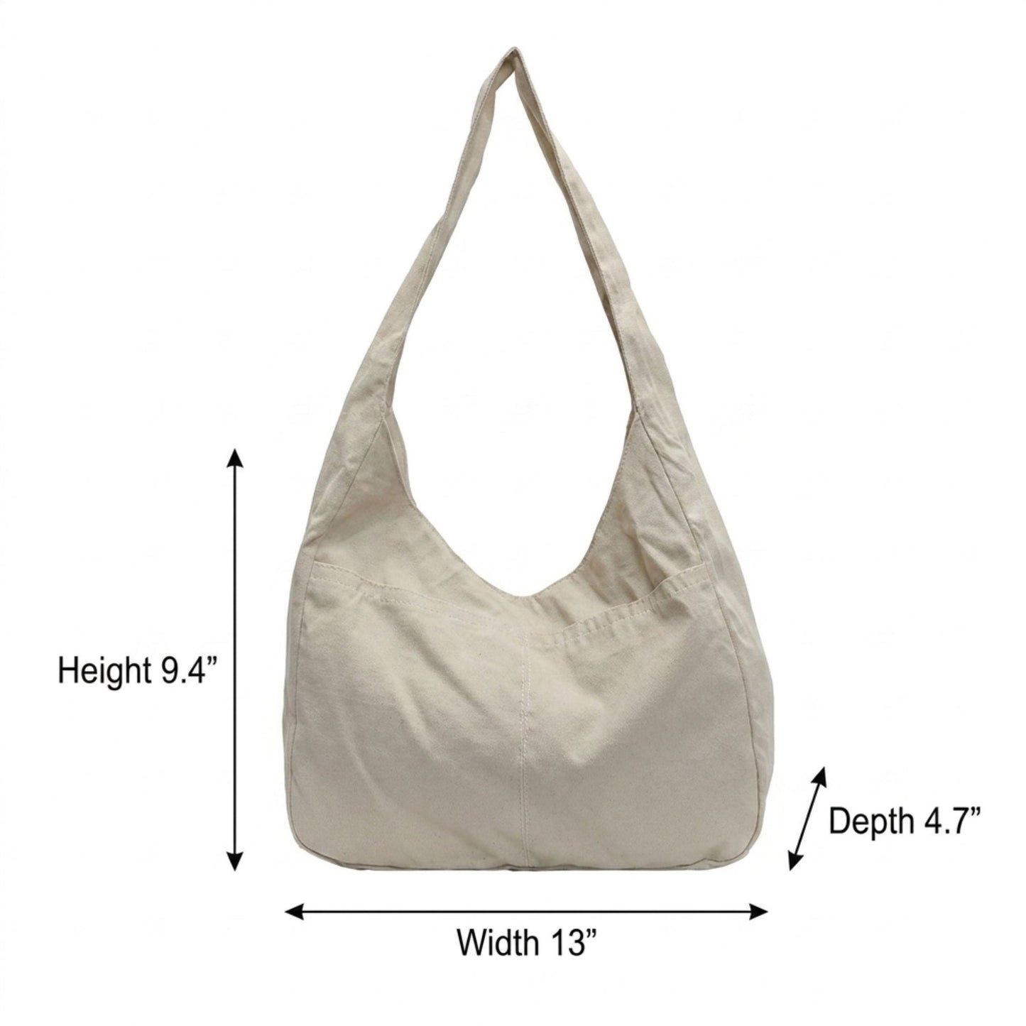 Solid Hobo Tote Bag with Soft Slouchy Shape and Shoulder Handle