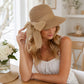 Summer Sun Hat for Women - Wide Brim Straw Hat with Elegant Bow Detail