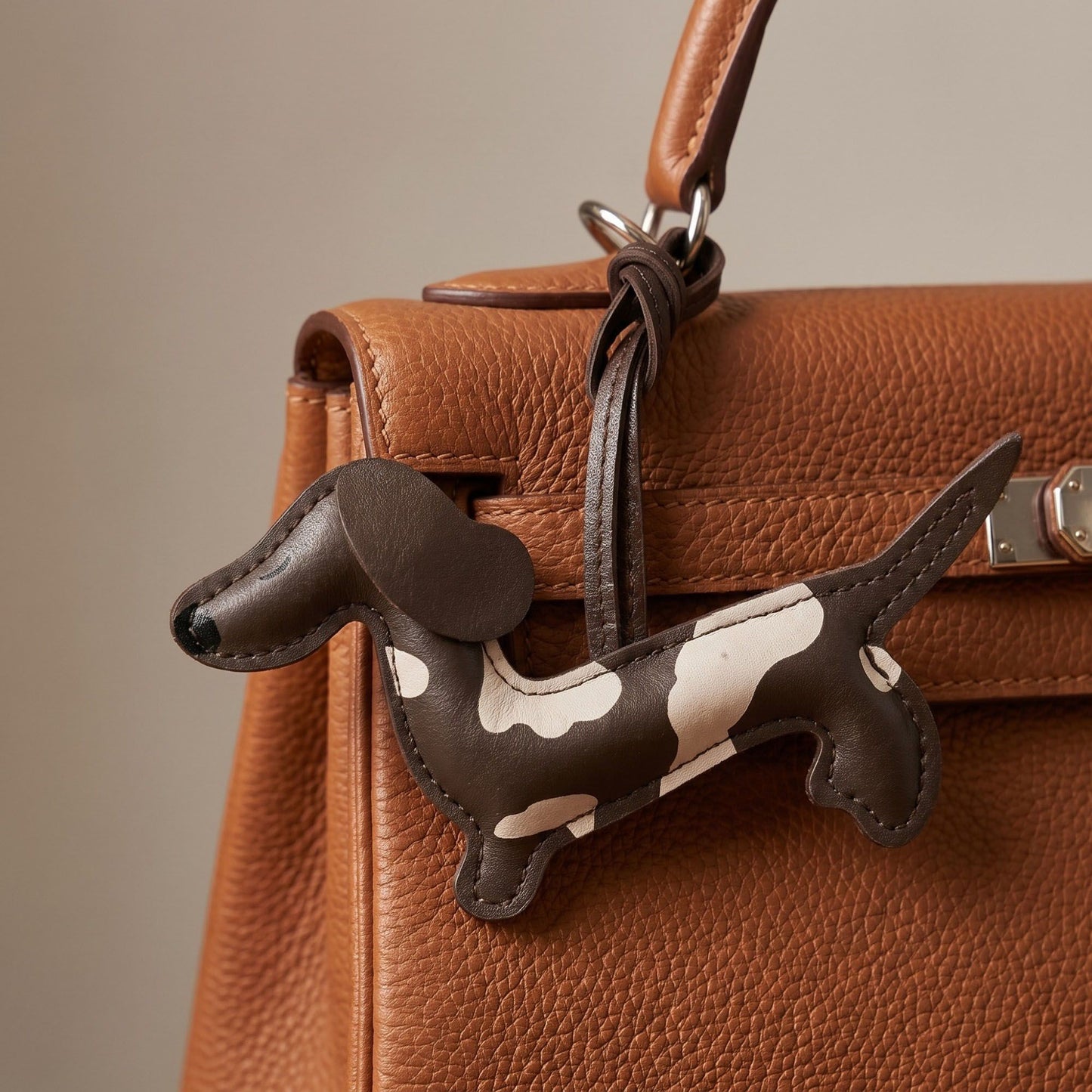 Dachshund Wiener Dog Bag Charm with Faux Leather Loop Strap