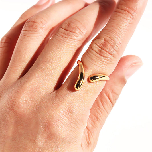 Women's Minimalist Geometric Open Ring - Adjustable Line Statement Ring for Daily & Modern Styling