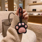 2-Piece Womens Faux Leather Paw Print Bag Charm with Long Hanging Strap and Padded Detail