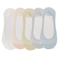 5 Pairs Women No Show Mesh Panel Socks Low Cut Stretch Cotton Liner Non-Slip Design for Ballet Flats and Loafers