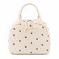 Strawberry Print Corduroy Insulated Lunch Bag with Handles and Zip Closure