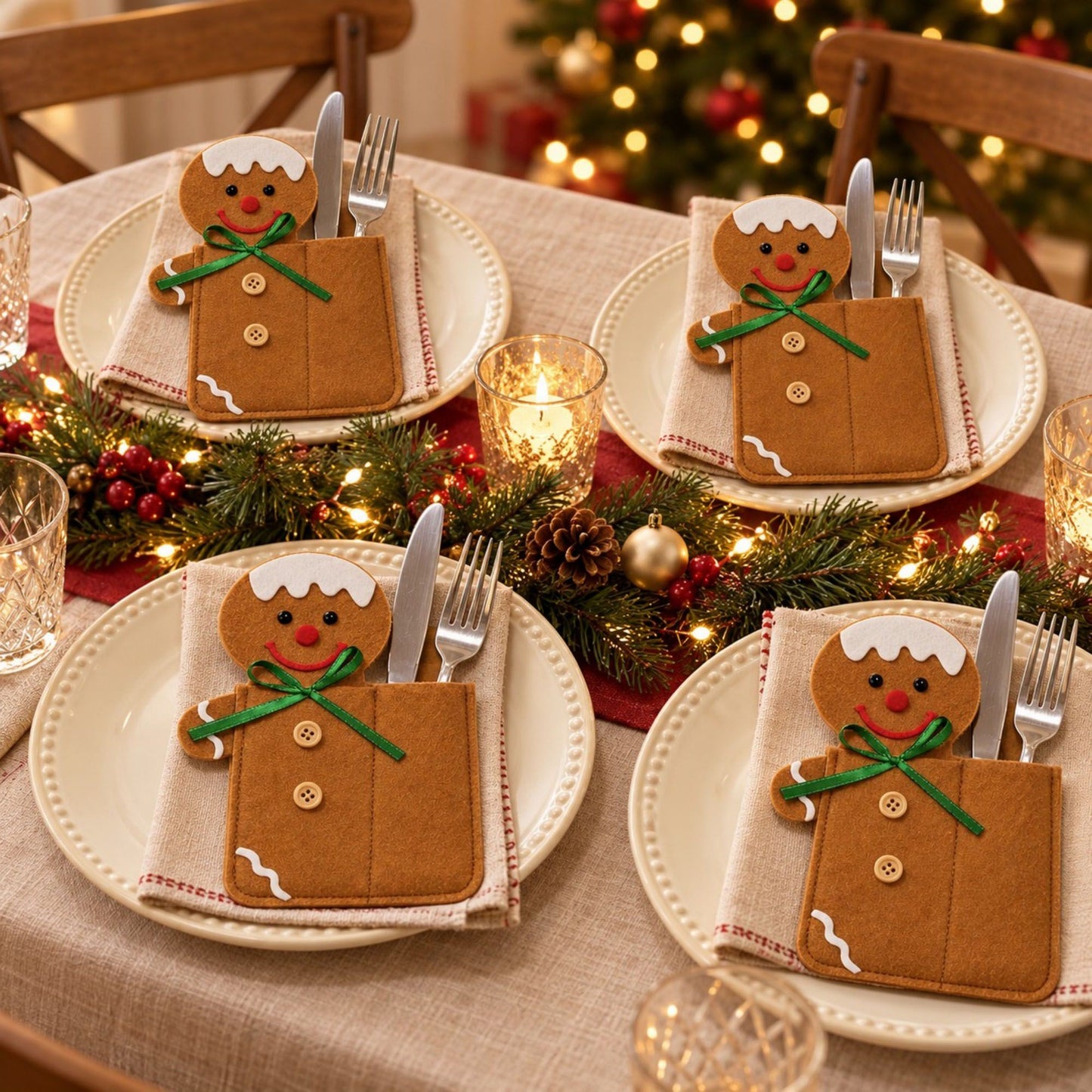 4pk Santa Christmas Silverware Holders