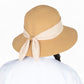 Women's Woven Floppy Sun Hat with Wide Ribbon Knot Detail and Curved Brim