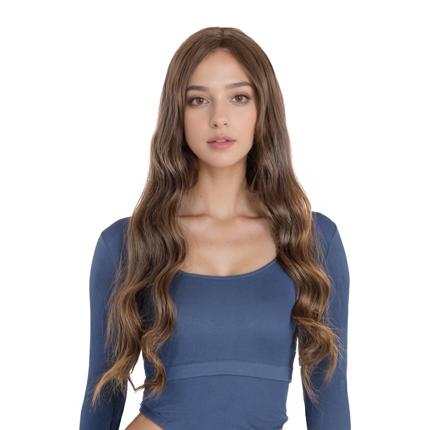 Long Wavy Wigs 27 Inch Middle Part Curly Wig for Daily Party Use