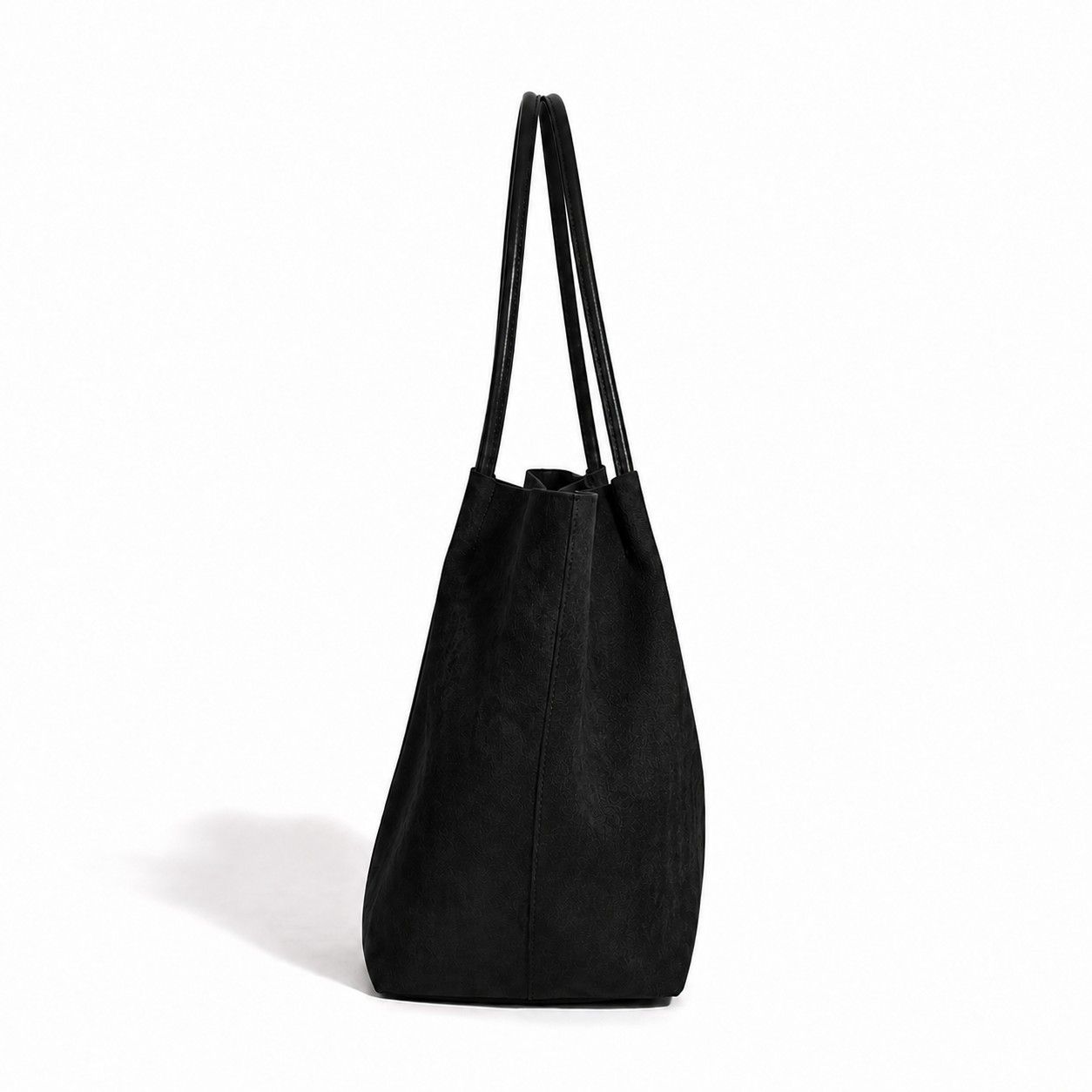 Faux Suede Tote Bag with Removable Zip Pouch and Double Shoulder Handles