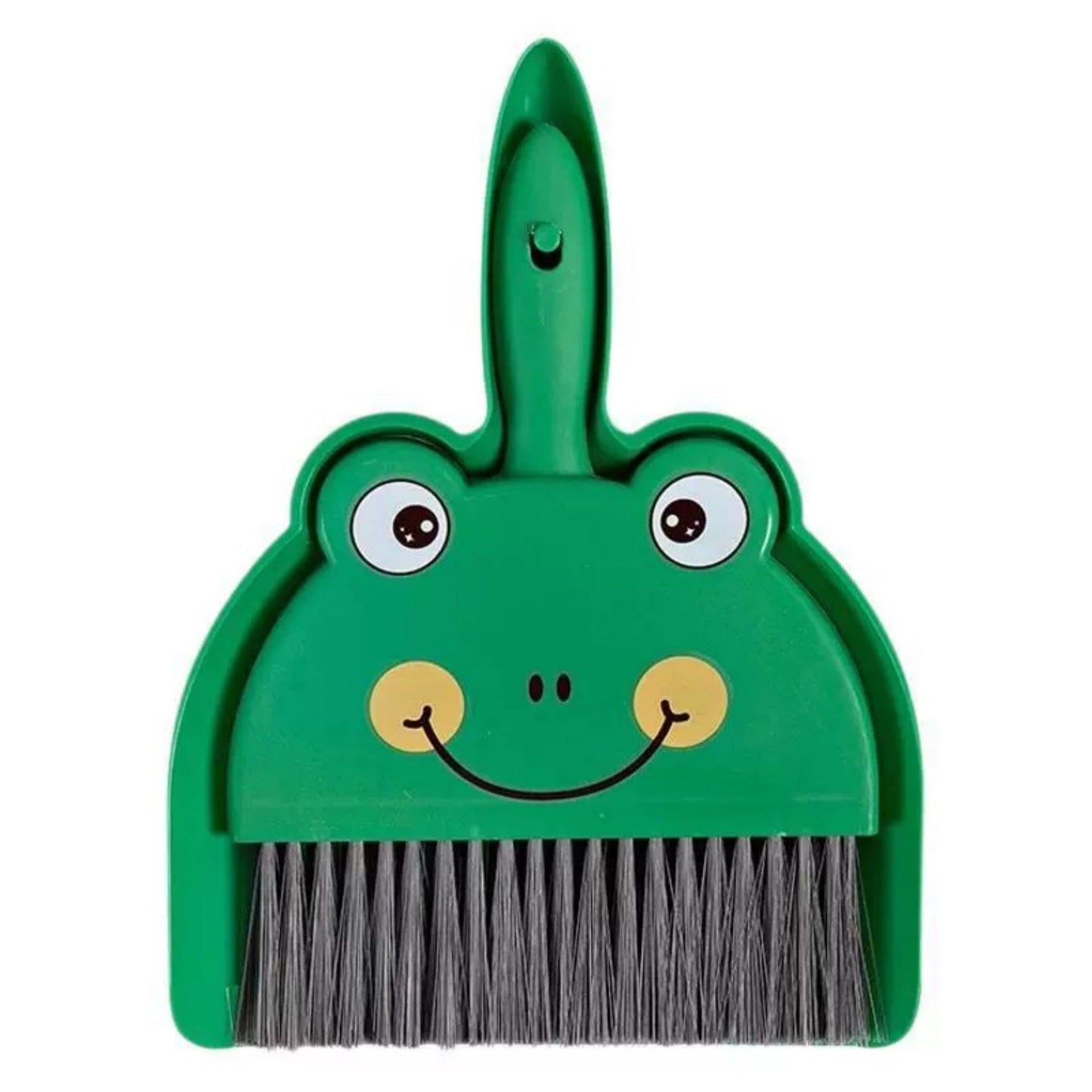 2-Piece Mini Dustpan and Brush Set with Animal Face Design for Tabletop Cleaning