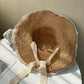 Crochet Straw Sun Hat with Lace Trim & Bow