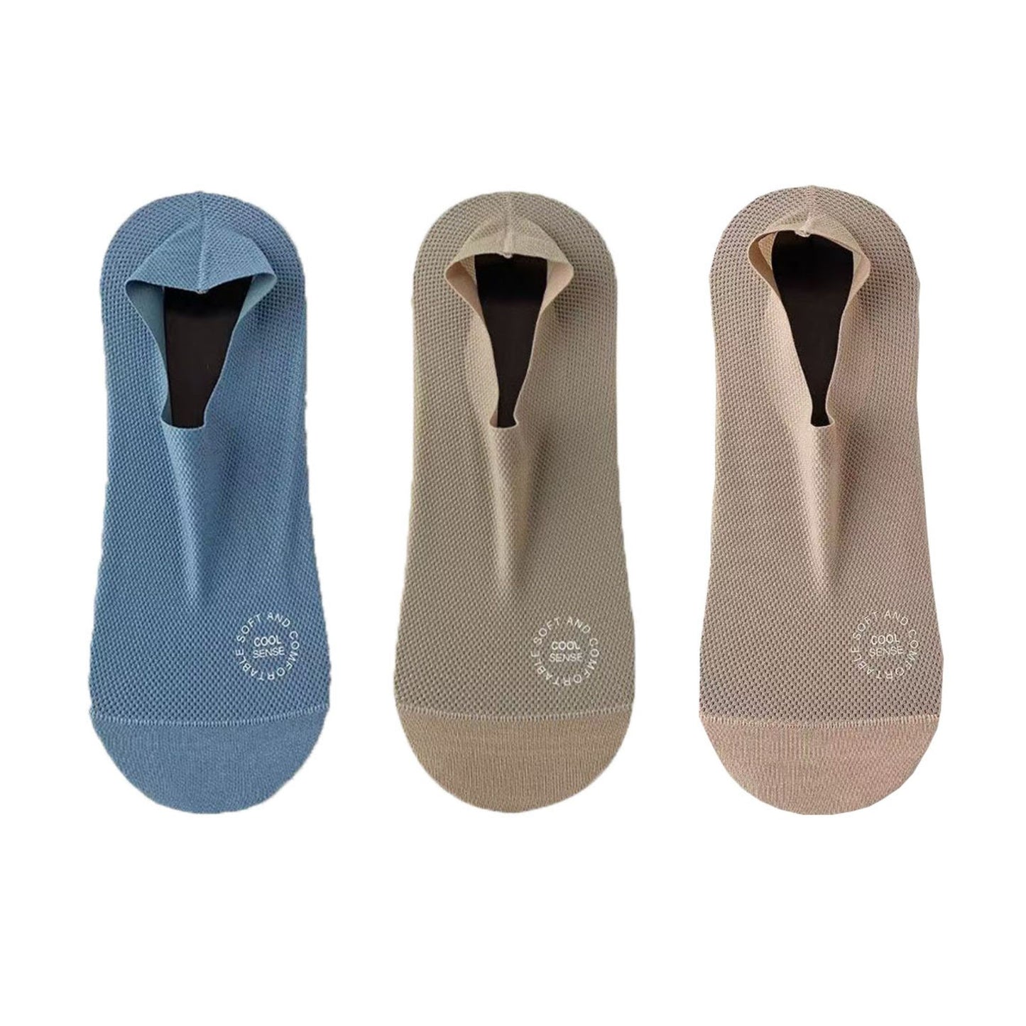 Men's No-Show Mesh Socks with Non-Slip Silicone Heel Grip and Breathable Low-Cut Design 3-Pack