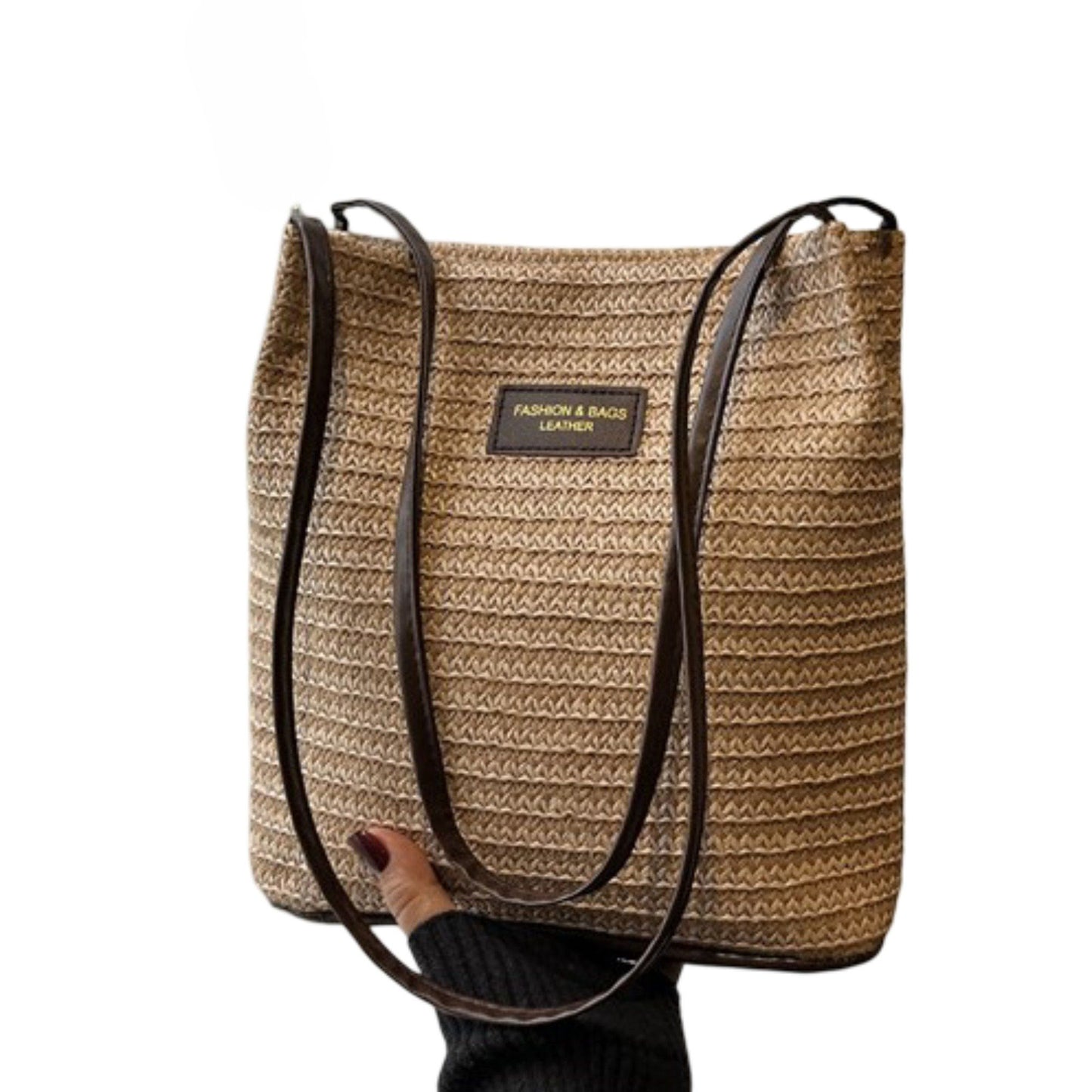 Woven Polyester Tote Bag with Magnetic Closure and Long Shoulder Straps