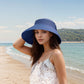 Women's Wide Brim Visor Hat with Bow Detail Adjustable Velcro Closure for Beach or Outdoor Protection