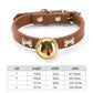 Adjustable Dog & Cat Collar with Paw Print Decoration and Bell Soft PU Leather