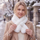 Plush Faux Fur Scarf Soft Slip Through Neck Warmer with Pearl Look Bead Trim 31.5*4.7 Inches
