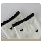 4 Pairs Crew Socks with Black and White Patterns Soft Cotton Texture Heart and Stripe for Flats and Dress Shoes