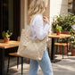 Open Weave Beach Tote Bag with Zip Closure Rope Handles and Tassel Accent