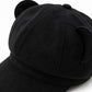 Faux Suede Bear Ear Newsboy Cap Cute Short Brim Baker Boy Hat