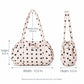 Polka Dot Nylon Barrel Shoulder Bag with Double Handles Zip Closure and Interior Pockets