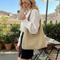 Woven Straw Hobo Shoulder Bag with Smooth Strap Lightweight Crochet Knit Slouchy Tote Bag