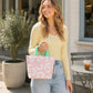 Printed Lunch Tote Bag with Padded Handles and Zipper Closure