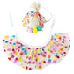 Pet Birthday Hat and Polka Dot Tulle Collar Set Colorful Party Costume Accessory