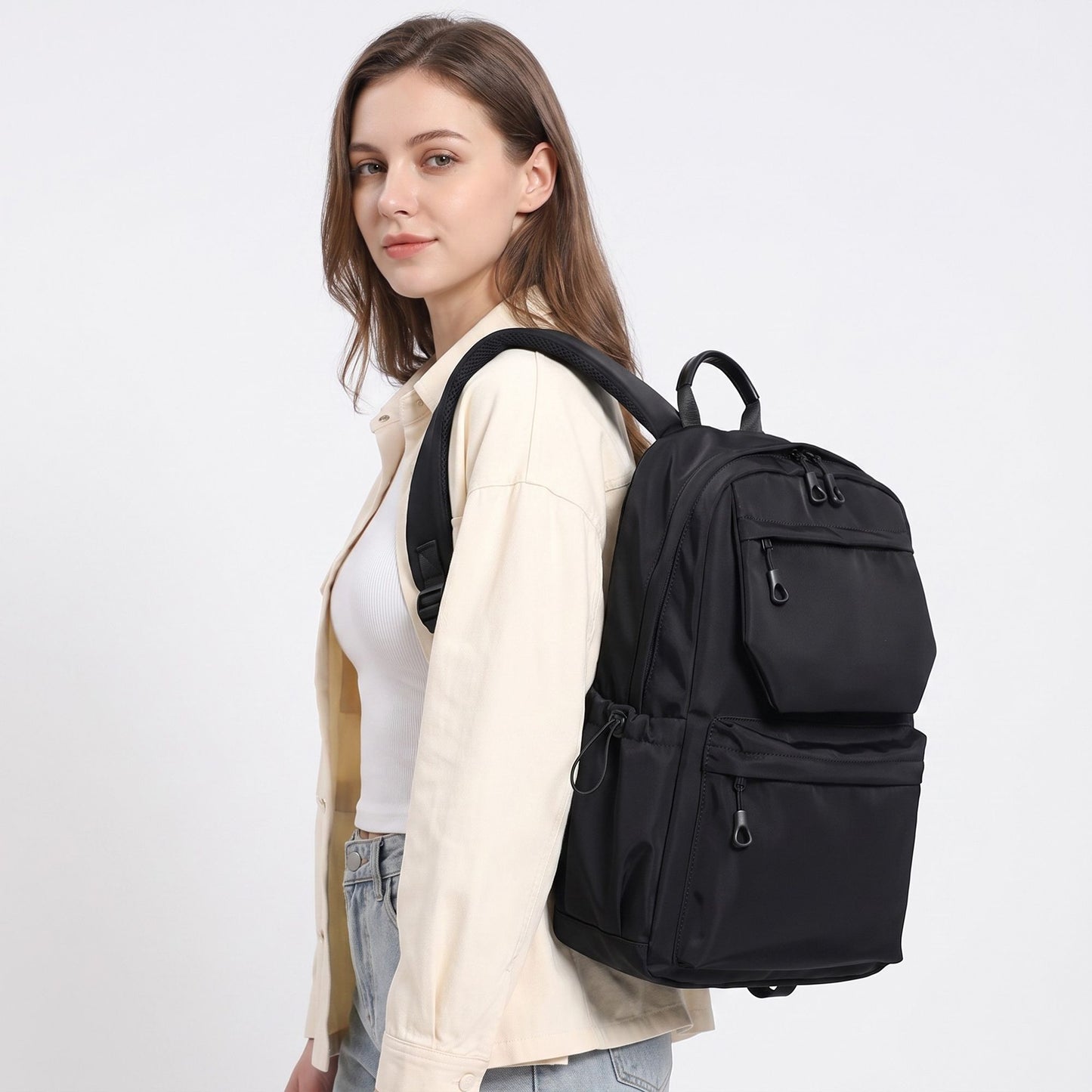 Modern Minimalist Laptop Backpack -  Multi-Pocket Daypack for School, Work, and Travel