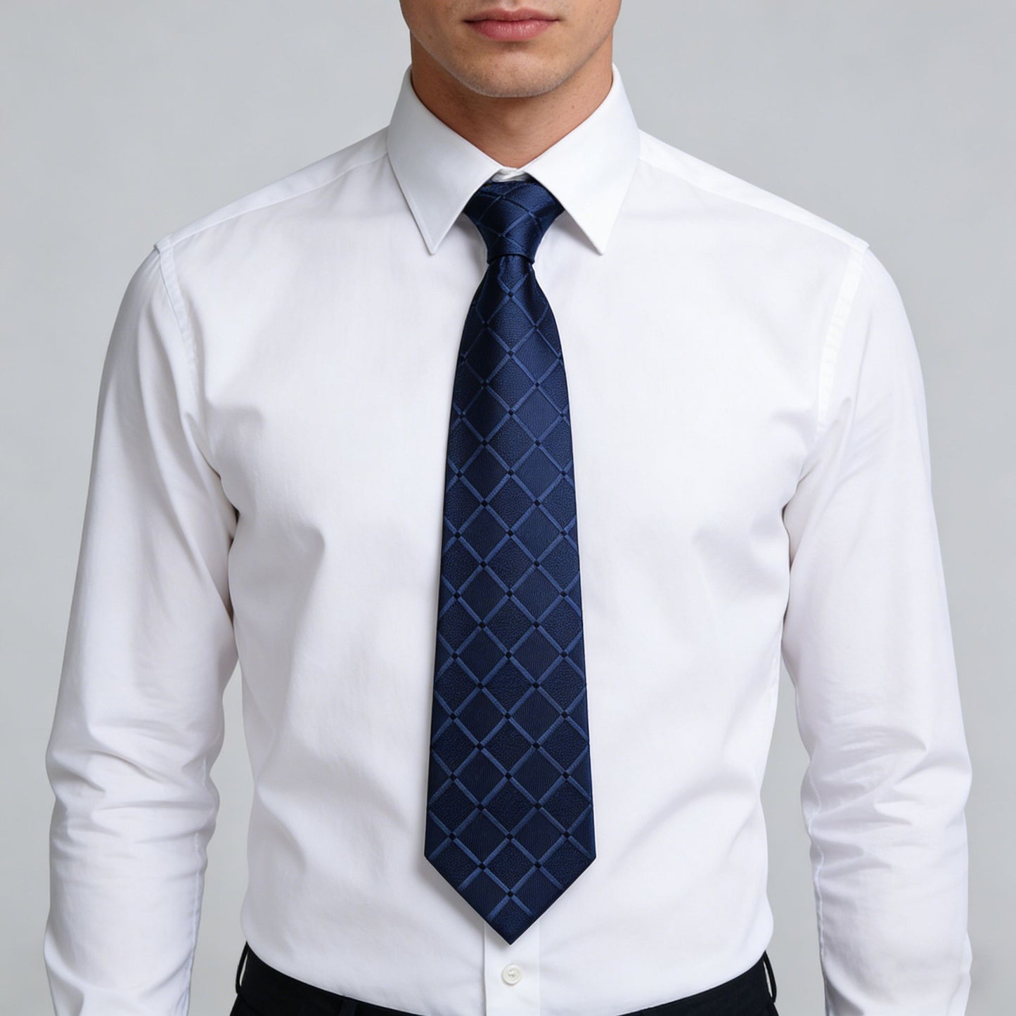 Men's Textured Diamond Pattern Silk Tie Wide Formal Necktie for Business, Weddings & Special Occasions