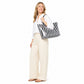 Striped Tote Bag Glossy Coated Large Capacity Shoulder Bag for Travel and Beach