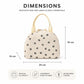 Heart Print Corduroy Insulated Lunch Bag with Handles and Zip Closure