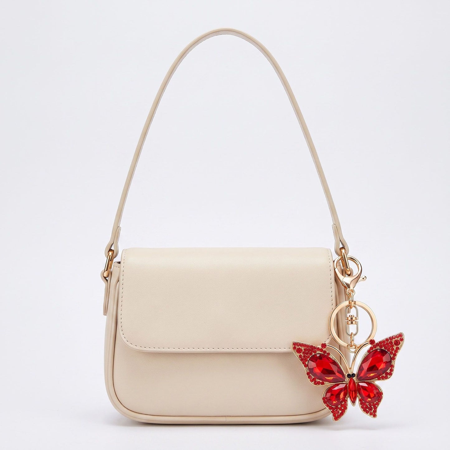 2pc Butterfly Rhinestone Keychain Bag Charm with Lobster Clasp