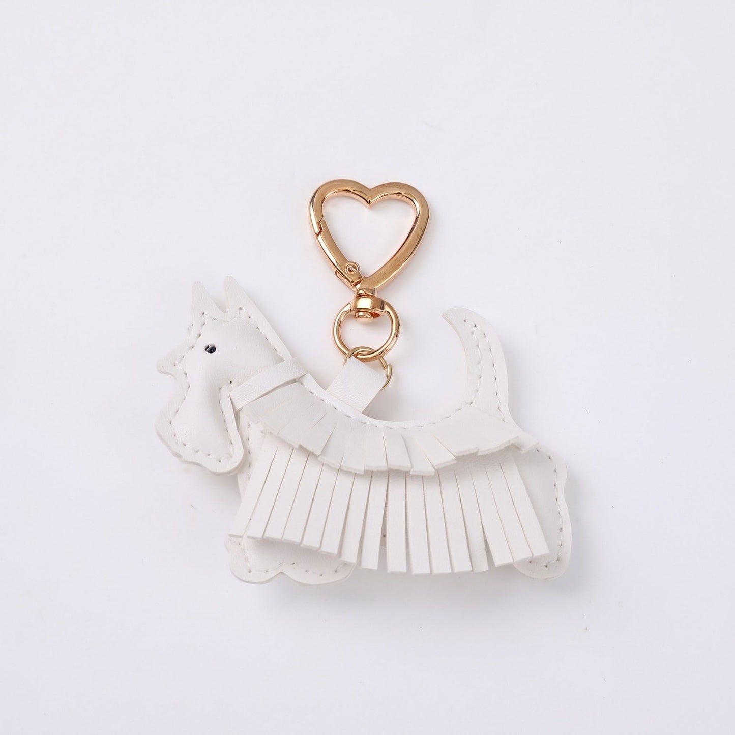 Black Scottish Terrier Dog Bag Charm with Heart Shaped Gold Tone Clip