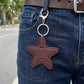 2-Piece Womens Faux Leather Bag Charm Keychain with Metal Clip Ring and Stitched Detail