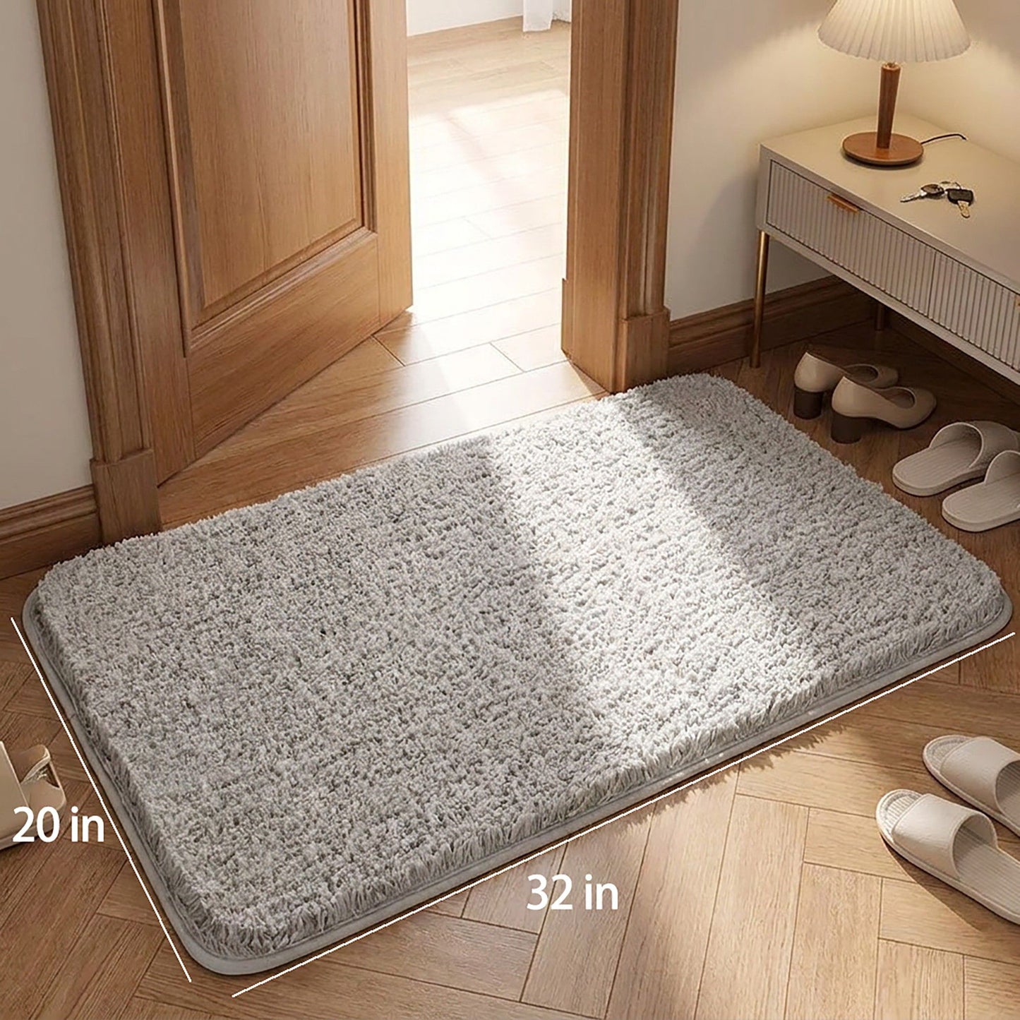 Plush Shag Bath Mat with Soft Pile Texture and Non Slip Backing