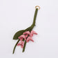 Floral Bag Charm with Tassel Strap and Gold Tone Ring