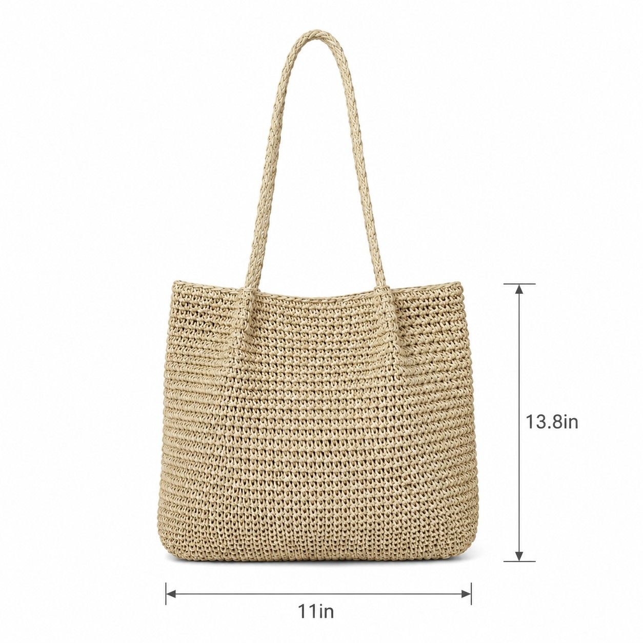 Soft Woven Shoulder Tote Bag with Zip Top and Double Shoulder Handles
