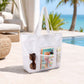 Large Mesh Beach Tote Bag with Exterior Pockets and Shoulder Handles