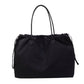 Nylon Drawstring Shoulder Tote Bag with Soft Slouchy Silhouette and Long Carry Straps