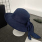 Women Straw Sun Hat Wide Brim Woven Beach Hat Bow Tie Detail Breathable Summer Hat