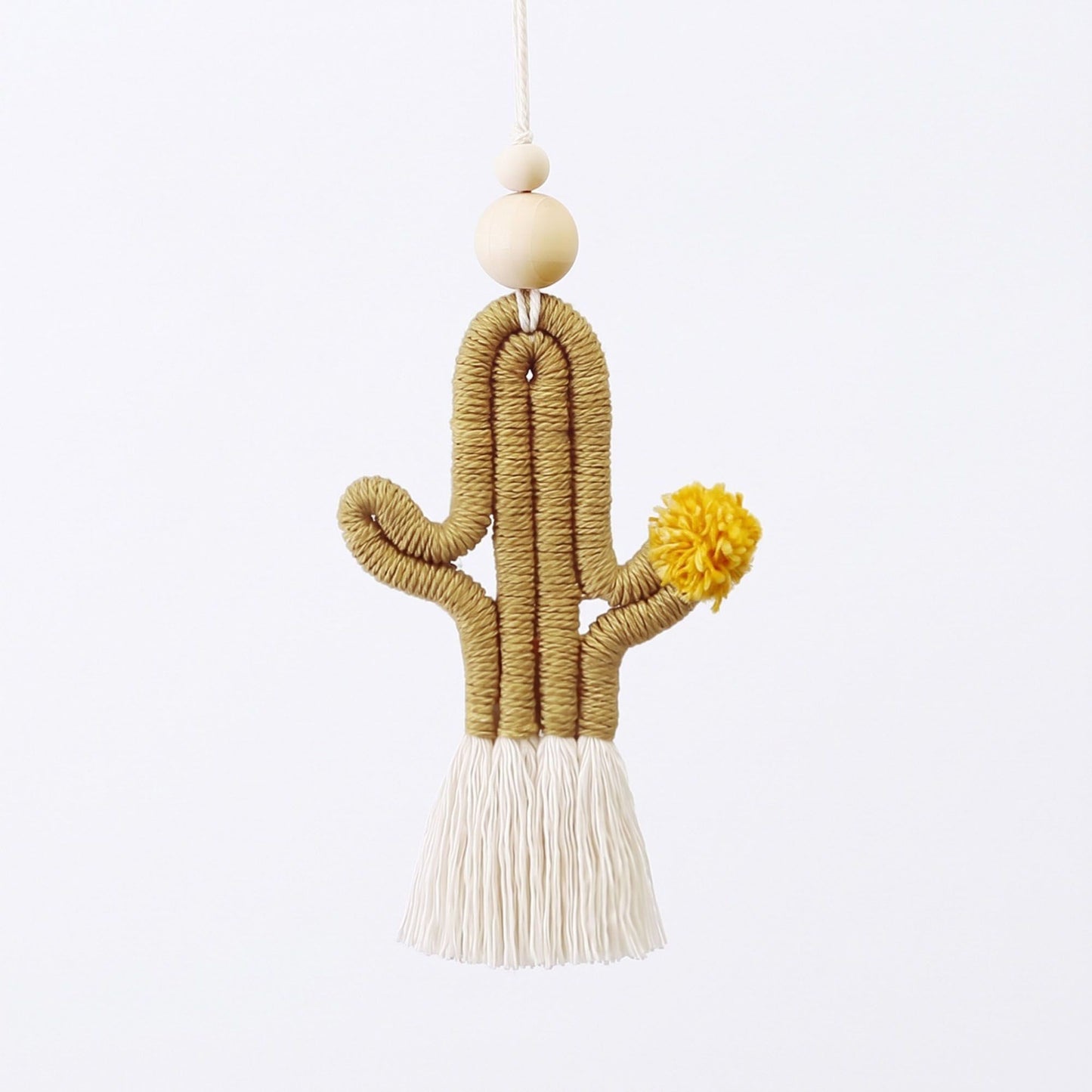 Cactus Macrame Keychain with Tassel Bag Charm