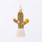 Cactus Macrame Keychain with Tassel Bag Charm