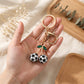 2 Pack Sports Ball Cherry Keychains with Gold Tone Clip and Leaf Charm