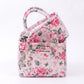 2 Piece Quilted Floral Storage Tote Set with Handles and Front Pocket