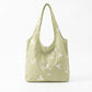 Embroidered Leaf Shoulder Tote Bag Lightweight Foldable Everyday Bag for Women