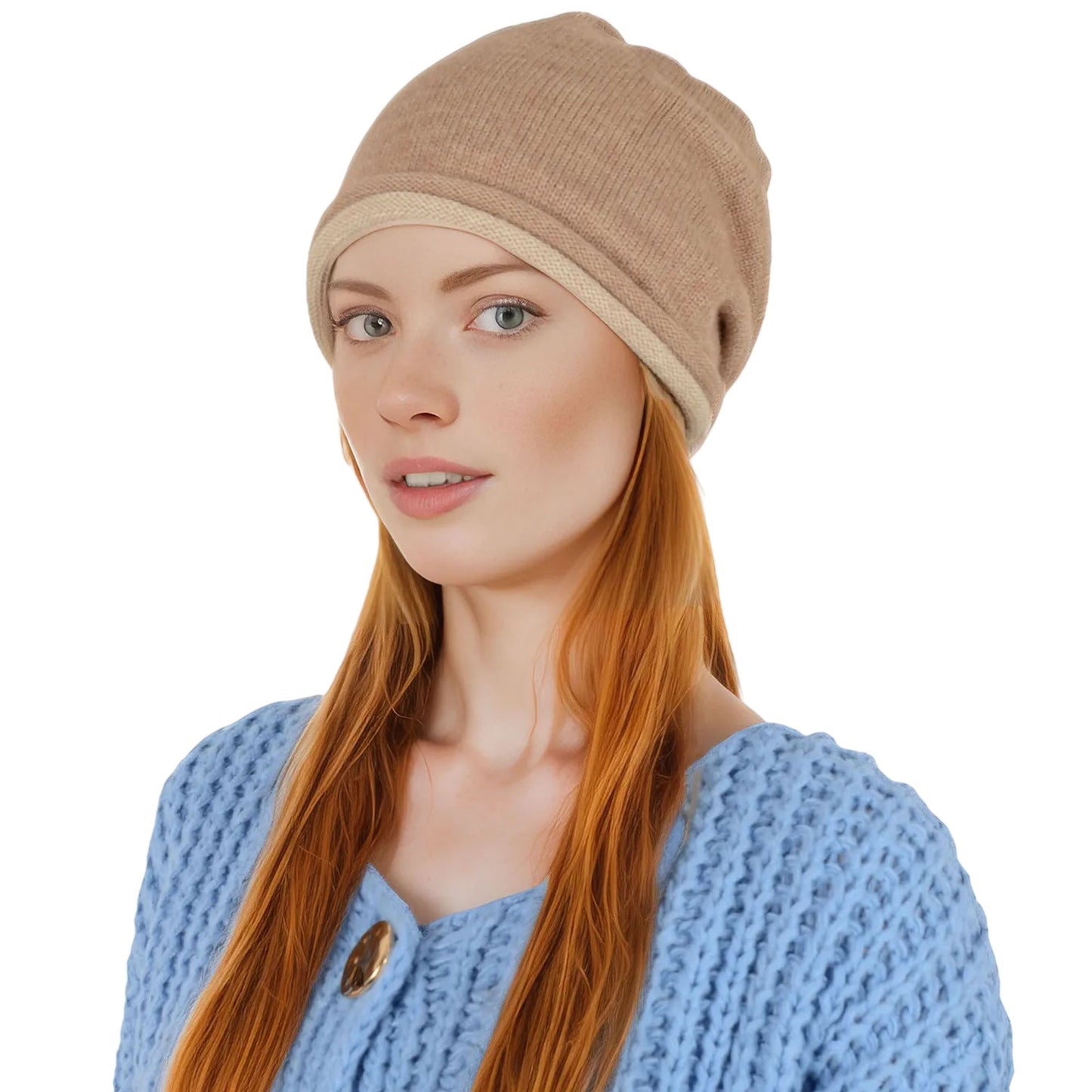 Comfy Warm Winter Knit Slouchy Beanie Hat Double Color