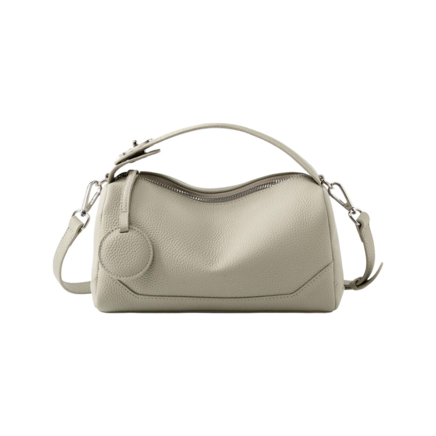 Pebbled Leather Satchel Bag with Top Handle Adjustable Crossbody Strap and Zipper Closure
